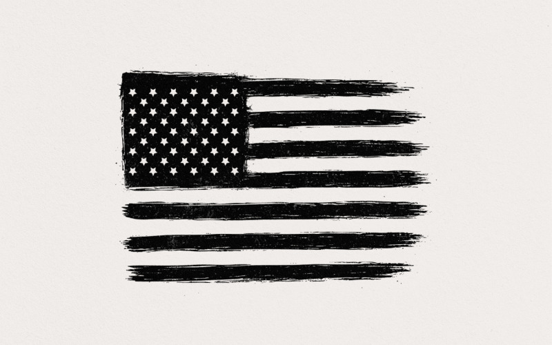 Distressed American Flag PNG, Grunge Flag Digital Download, USA Patriotic Shirt, Black And White Illustration