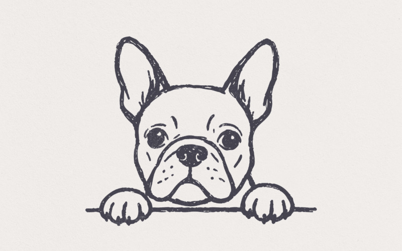French Bulldog PNG, Cute Dog Line Art, Digital Download Pet Drawing, Puppy Outline Clipart, Illustration