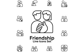 Friendship line icons set