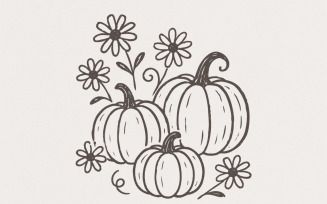Pumpkin And Daisy PNG, Fall Flowers Digital Download, Autumn Pumpkin Clipart, Rustic Harvest Shirt