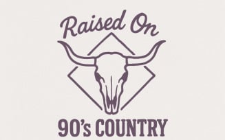 Raised On 90's Country PNG, Western Skull Clipart, Country Music Shirt, 90s Country PNG, Vintage