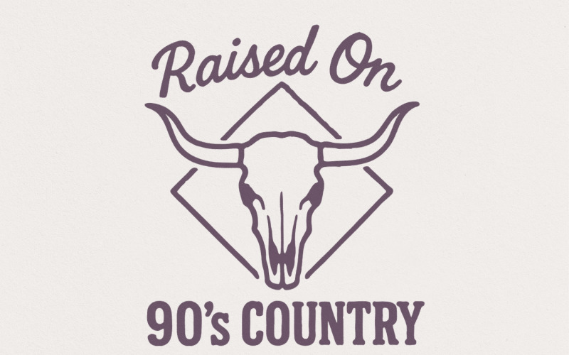 Raised On 90's Country PNG, Western Skull Clipart, Country Music Shirt, 90s Country PNG, Vintage Illustration