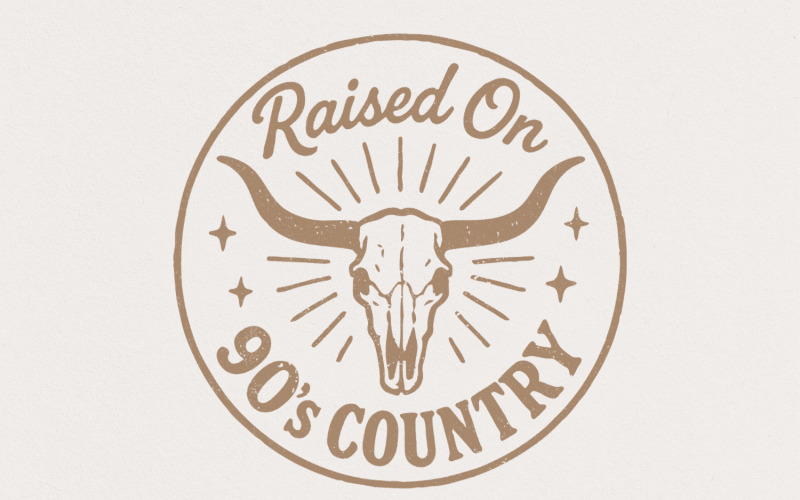 Raised On 90's Country PNG, Western Skull PNG, Vintage Rodeo Shirt, Country Music Gift, Retro Illustration