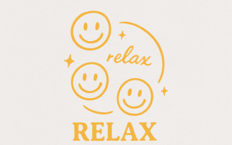 Relax PNG, Smiley Face Digital Download, Positive Vibes Shirt, Yellow Happy Design, Retro Smiley