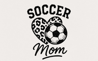 Soccer Mom PNG, Leopard Heart Soccer Ball PNG, Digital Download, Sports Mom Shirt, Animal Print Mom