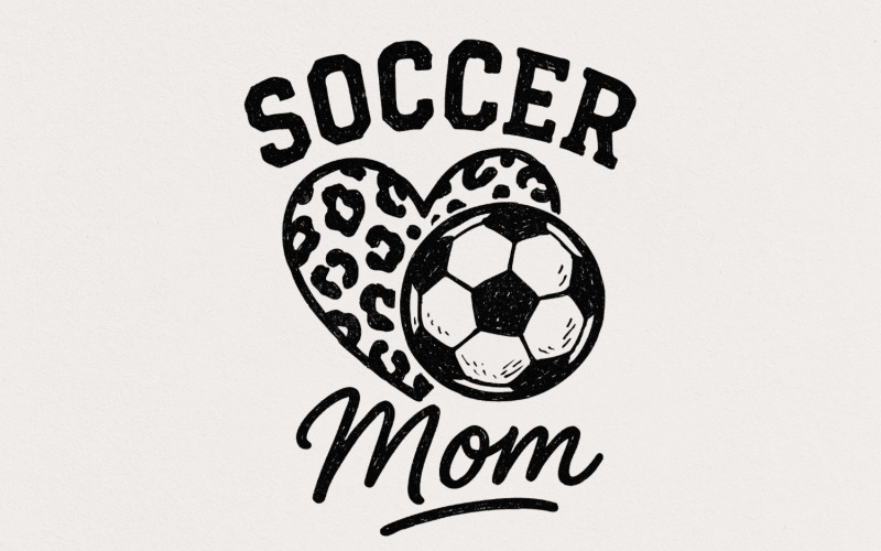 Soccer Mom PNG, Leopard Heart Soccer Ball PNG, Digital Download, Sports Mom Shirt, Animal Print Mom Illustration