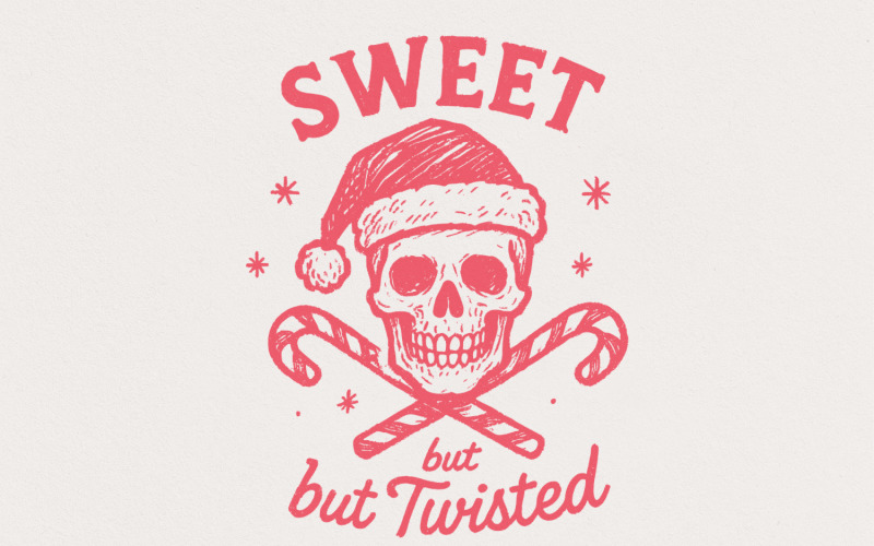Sweet But Twisted PNG, Christmas Skull Digital Download, Candy Cane Santa PNG, Funny Holiday Shirt, Illustration