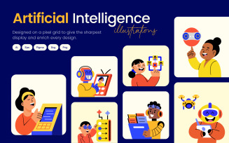 Artificial Intelligence Illustrations Art Set