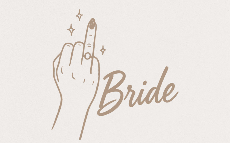 Bride Middle Finger PNG, Funny Bridal Shower Shirt, Bachelorette Digital Download, Bridal Party Illustration