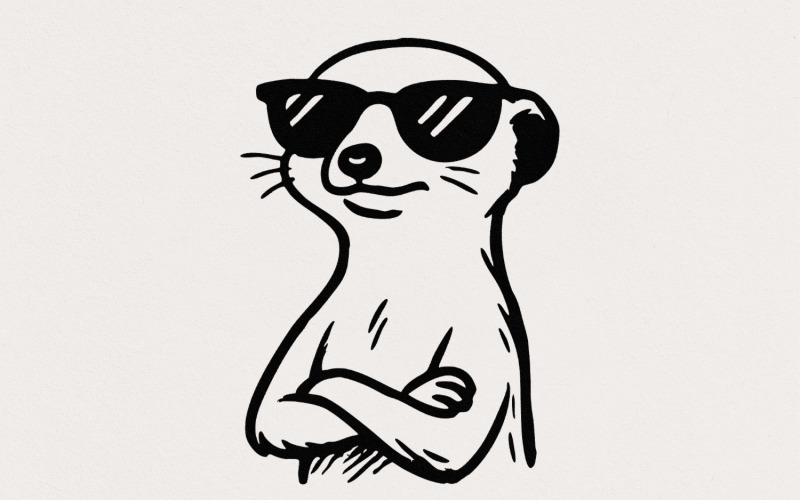 Cool Meerkat PNG, Funny Animal Digital Download, Sunglasses Meerkat Art, Cute Animal Lover Shirt, Illustration