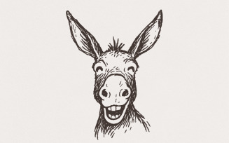 Funny Donkey PNG, Smiling Animal Clipart, Hand Drawn Farm Animal PNG, Digital Download Shirt