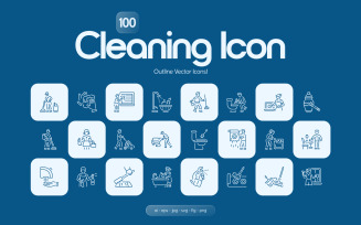 Modern Cleaning Icon Art Set