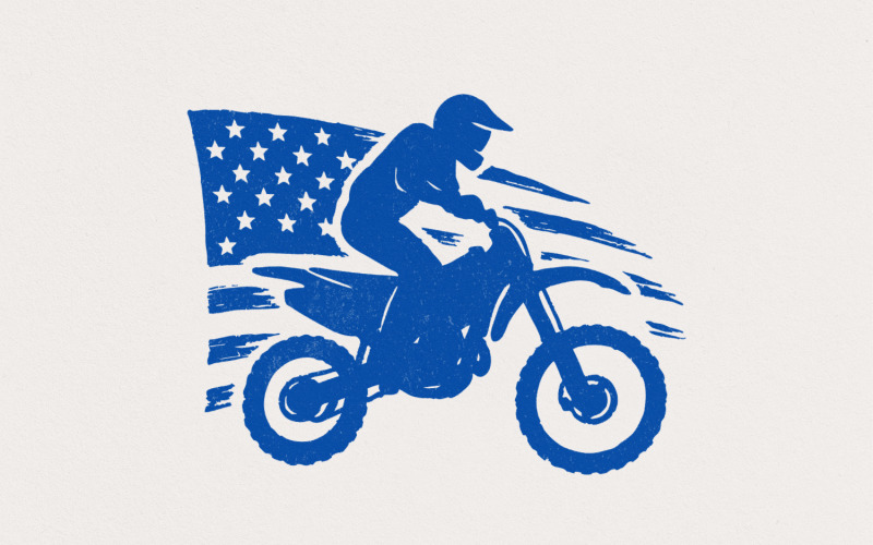 Motocross Biker USA Flag PNG, Patriotic Dirt Bike Digital Download, American Motocross PNG, Illustration