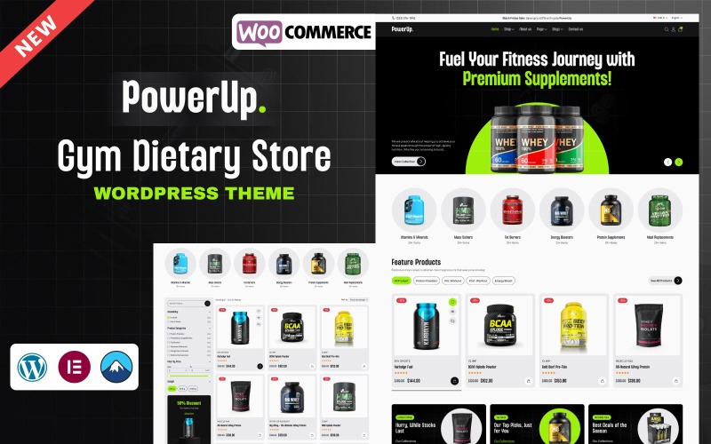 PowerUp – Health & Fitness Supplement WooCommerce Store WordPress Theme WooCommerce Theme