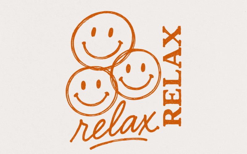 Relax PNG, Smiley Face Digital Download, Motivational Quote Shirt, Positive Vibes Design, Happy Illustration