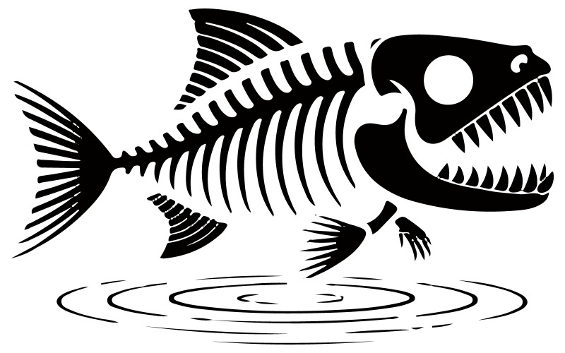 A logo design a stylized PIRANHA silhouette Illustration