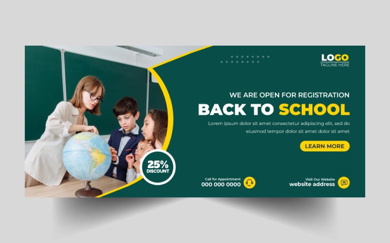 Back to School Social Media Cover Banner Template Ver-2