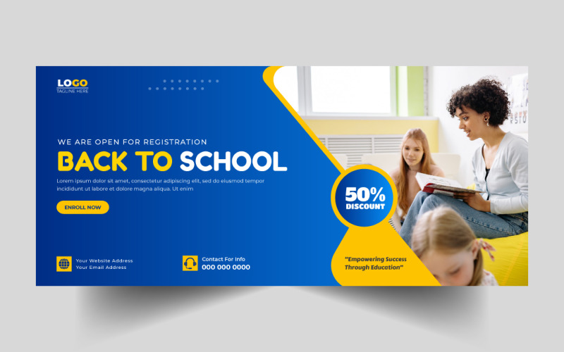 Back to School Social Media Cover Banner Template Ver-4