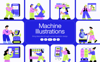 Machine Illustration Art Set