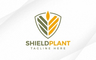 Agriculture Plant With Shield Logo Design