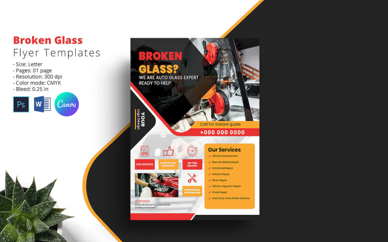 Auto Glass Service Flyer Template Corporate Identity