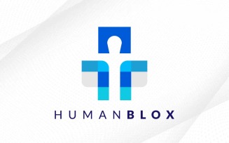 Digital Human Blox Logo Design, Digital Data Logo, Gaming Data Human Logo