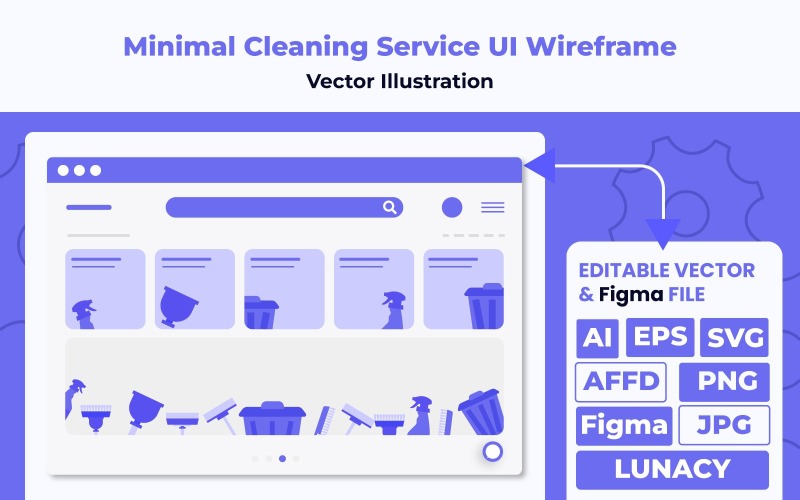 Minimal Cleaning Service UI Wireframe Illustration