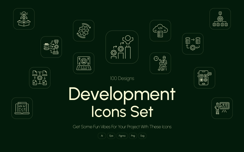 Modern Development Icon Art Set Icon Set