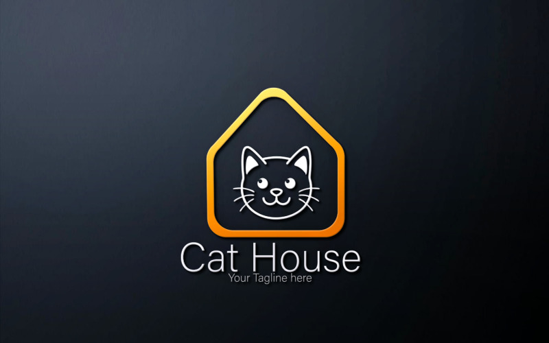Cat house Logo with template Logo Template