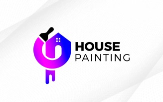 Digital House Painting Brush Logo Design