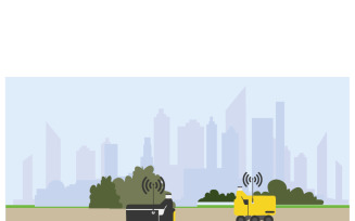 Autonomous Food Delivery Robot Navigating Urban Sidewalk Illustration