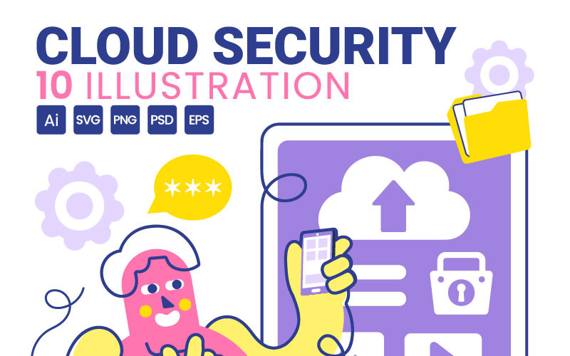 10 Digital Cloud Security Illustration