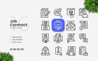 16 Job Contract Outline Icons Set