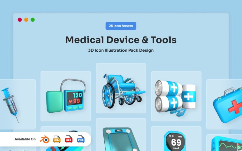 Medical Device and Tools 3D Icon Pack Model