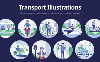 Transport Illustration Art Set