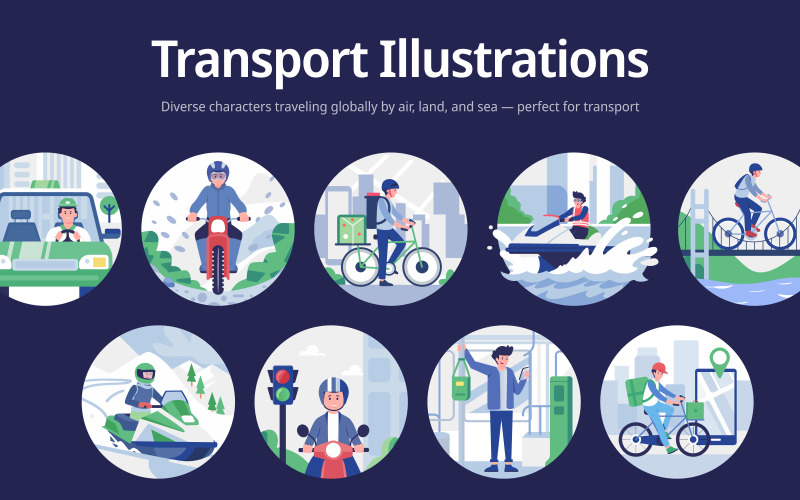 Transport Illustration Art Set