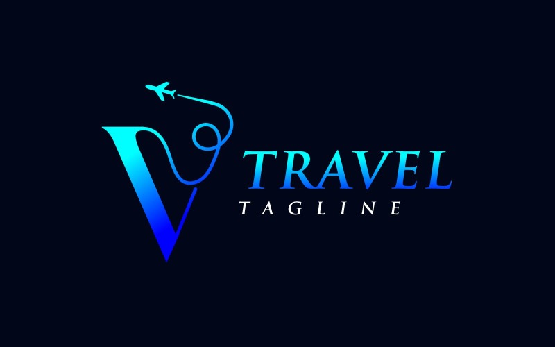 Adventure Travel Logo Design, Letter V Travel Logo, Tourist logo, airplane logo Logo Template