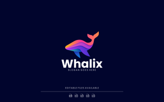 Gradient Modern Whale Logo Design 3512