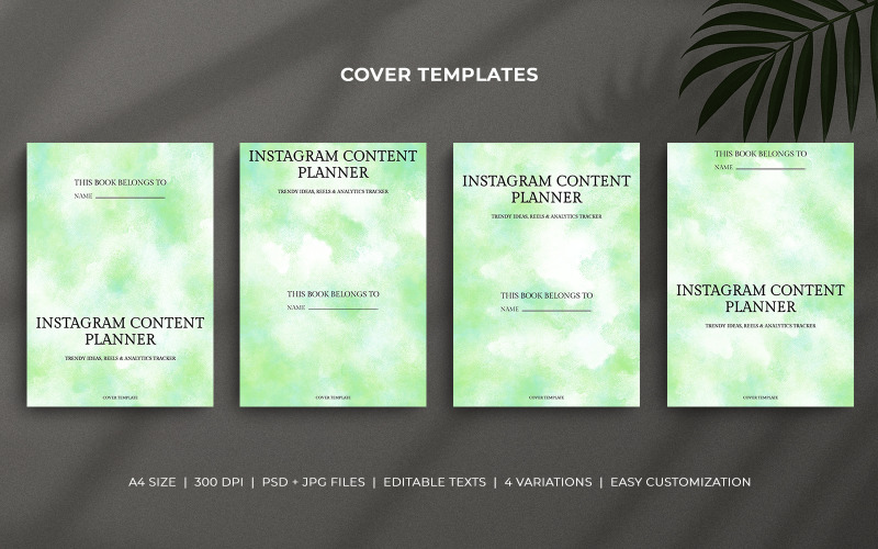 Instagram Content Planner Cover Template - Editable Design for KDP, Printable Social Media Planner Corporate Identity
