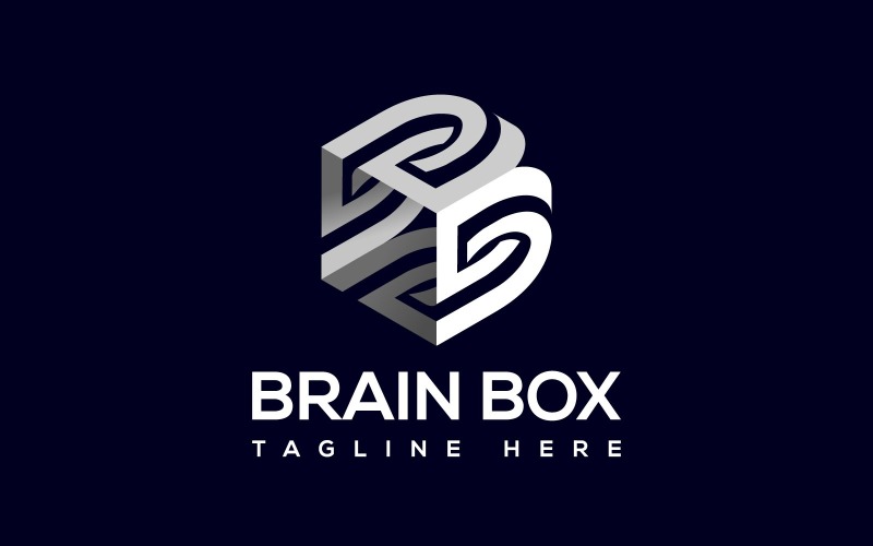 Letter B Brain Logo Artificial Intelligence Ai Brain Box Logo creative brainstorming Logo Template