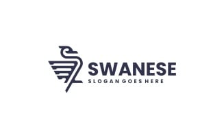 Line Art Swan Logo Design