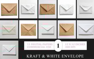 Minimal Envelope Mockups JPG | Kraft & White Envelope | Envelope Mockup Bundle Jpg