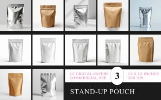 Minimal Stand Pouch Mockup JPG | Kraft Stand-Up Pouch Mockup JPG | Eco Kraft Stand-Up Bag Mockups