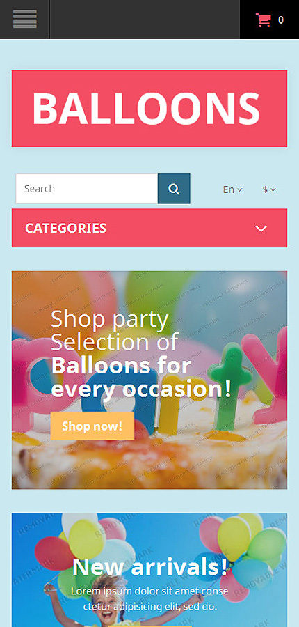 Kit Graphique #53448 Ballons Obtenir Opencart Template - Smartphone Layout 1 