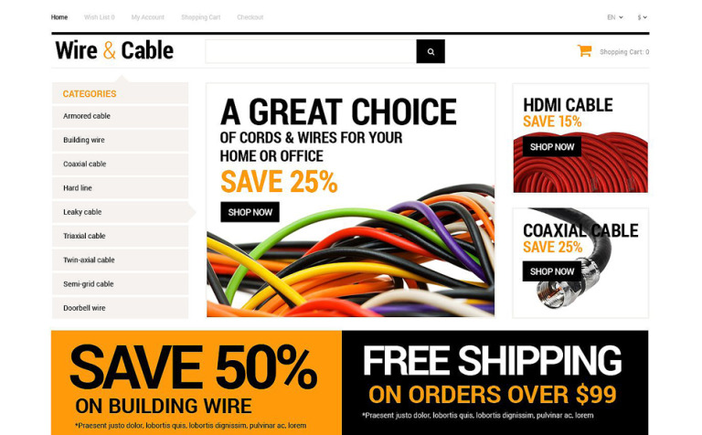 Cords and Wires Store Responsive OpenCart Theme Big Screenshot Cords and Wires Store OpenCart Template New Screenshots BIG