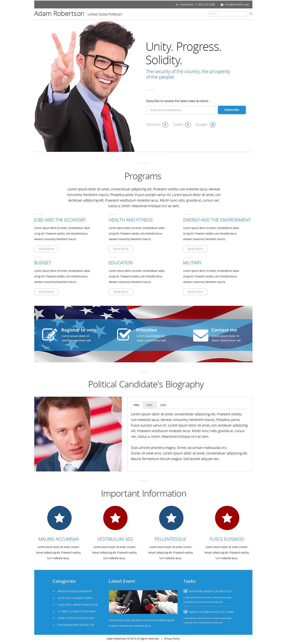 Political Candidate Responsive Landing Page Template New Screenshots BIG