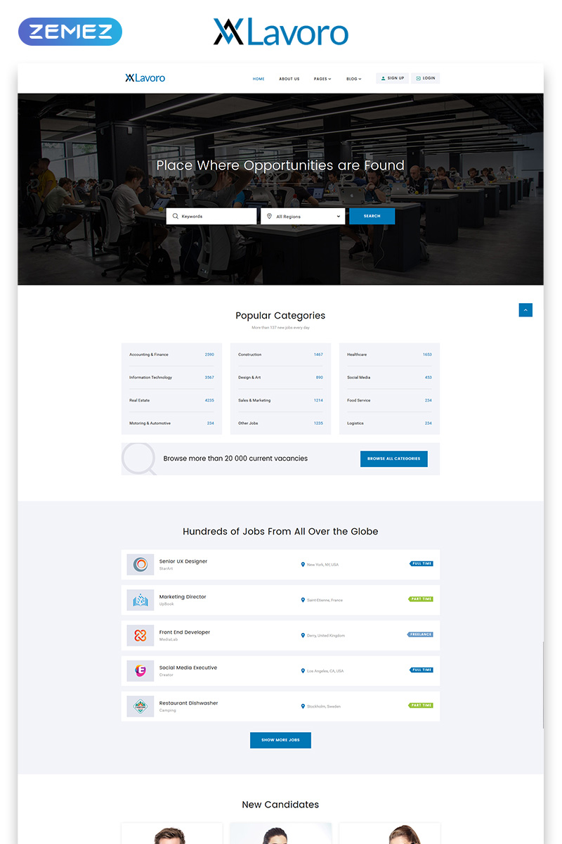 Responsive Lavoro - Jobs Portal Multipage HTML5 Web Sitesi #53408 - Ekran resmi