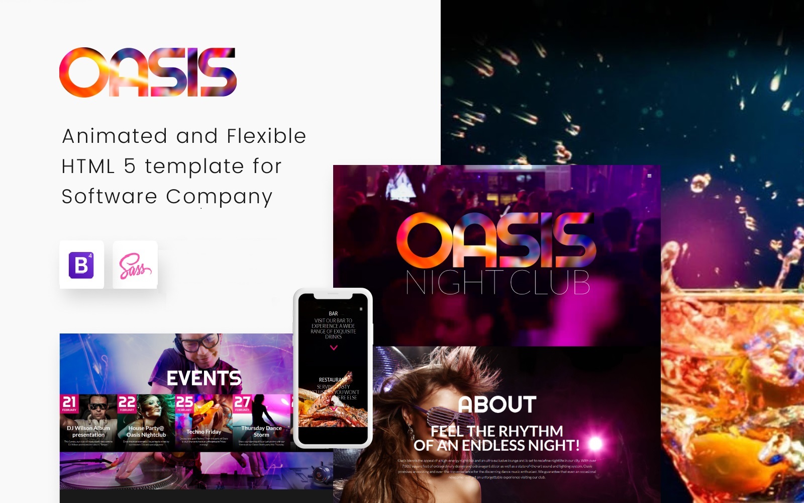 Responsive OASIS - Night Club Responsive Web Sitesi #53412