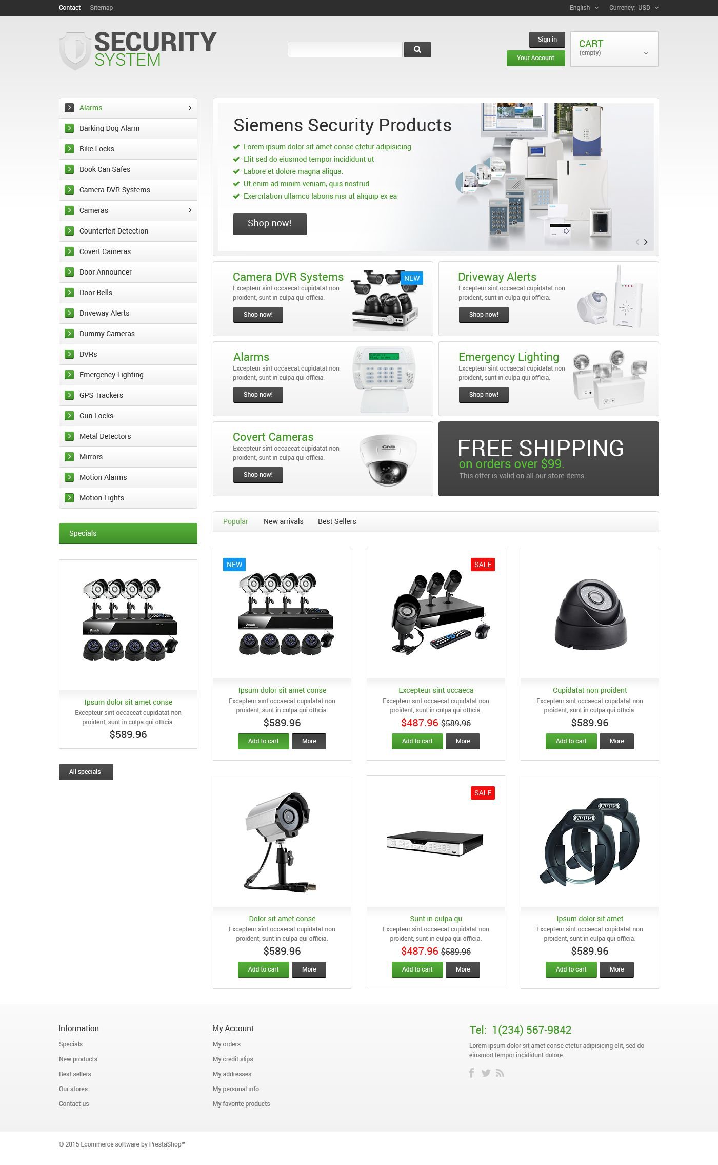 Security System PrestaShop Theme - screenshot