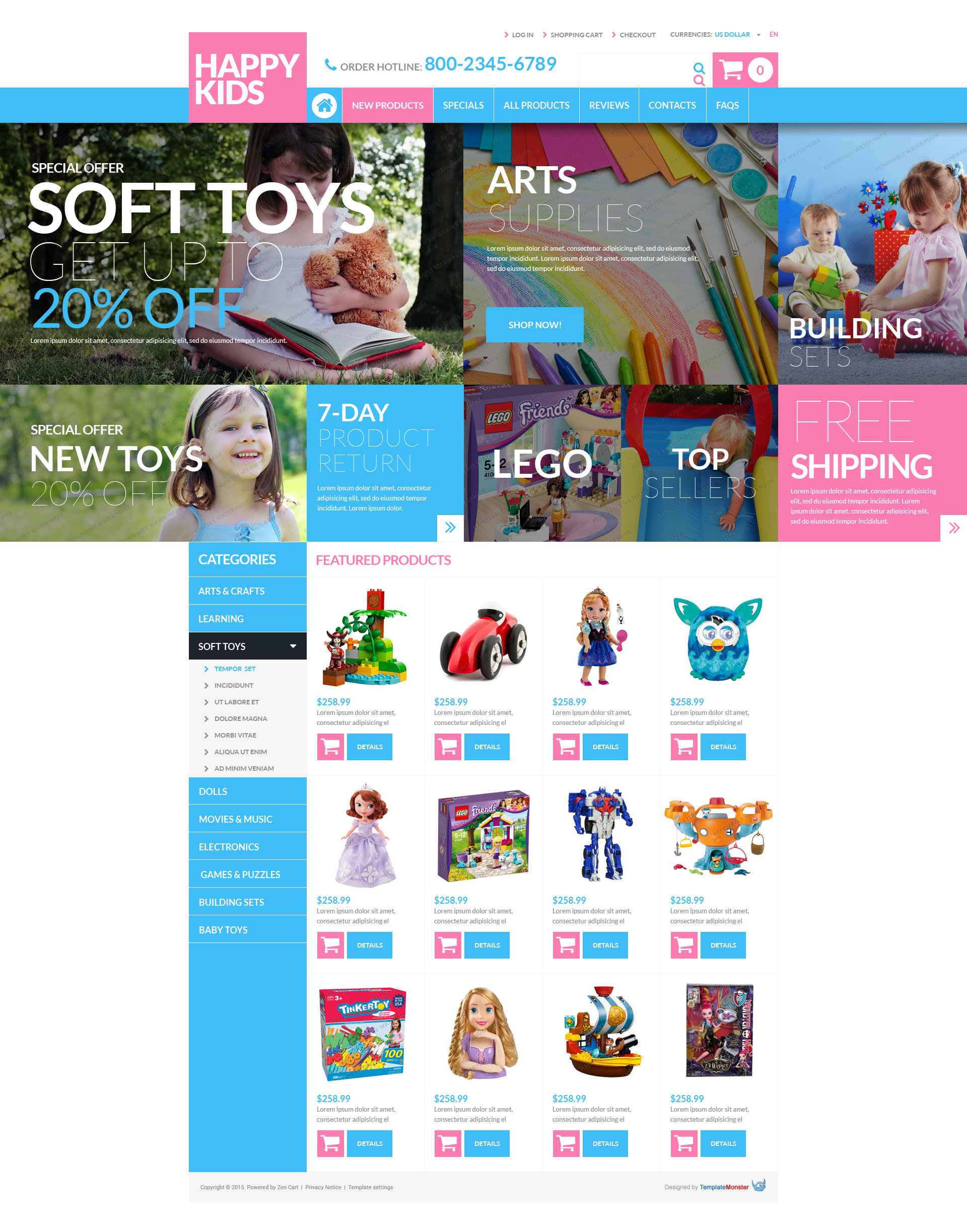 "Toy Store Free ZenCart template" ZenCart template №53479